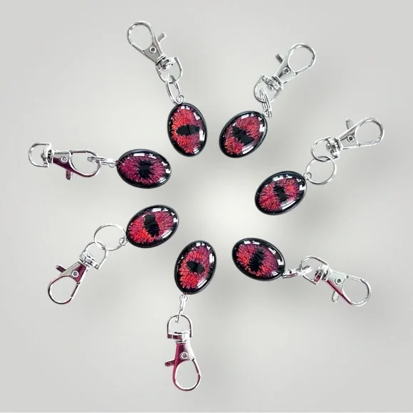 𝑯𝒂𝒏𝒅𝒎𝒂𝒅𝒆 Orange/Red Dragon Eye Keychain w/Gift Bag - Picture 7 of 9